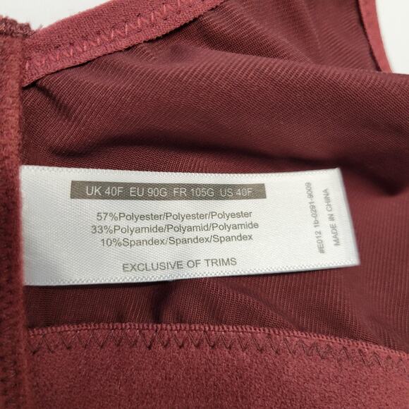 Meleneca Bra Womens 40F Cabernet Red Lace Underwire Full Coverage Support Plus - Picture 6 of 9